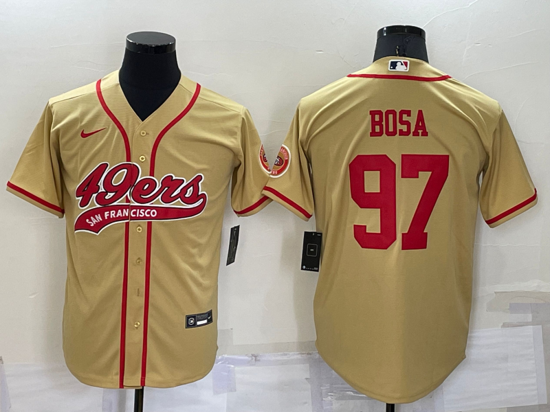 Men's San Francisco 49ers #97 Nick Bosa Gold Cool Base Stitched Baseball Jersey